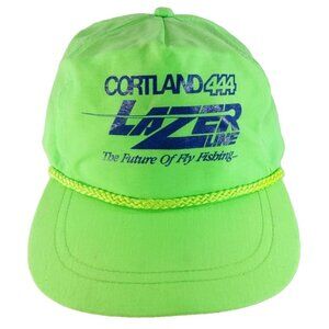Cortland 444 Lazerline Fly Fishing Nylon Hat Snap Back Cap Neon Green Rope